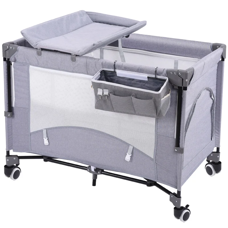 

Multifunctional crib Foldable children's bed Portable removable splicing queen bed BB game bed Shaker