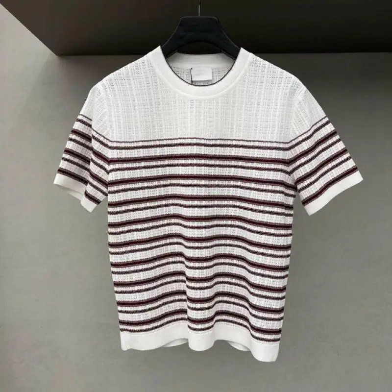 Women Cold-feeling Short-sleeved Golf T-shirt 26 Summer Breathable Casual Sports Striped Knitted Golf Top Brand