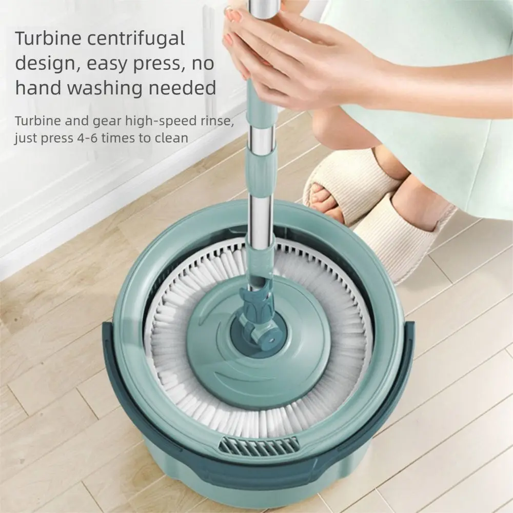

Self-separating Rotary Mop and Bucket Set Extended Handle Hand-Free Spin Floor Cleaner Tool with 2 Mop Pads Self Wringing