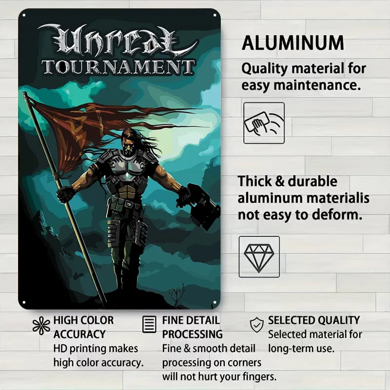 البطولة غير الحقيقية لعبة تسجيل لعبة فيديو ملصق ديكور المنزل علامات القصدير المعدنية المخصصة للجدار الفن الديكور بار الزينة في الهواء الطلق