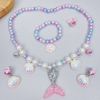 2/5pcs Girls Jewelry Sets Mermaid Pearl Necklace Bracelet Ring Earring Set Kids Toys Children Princess Fashion Accessories