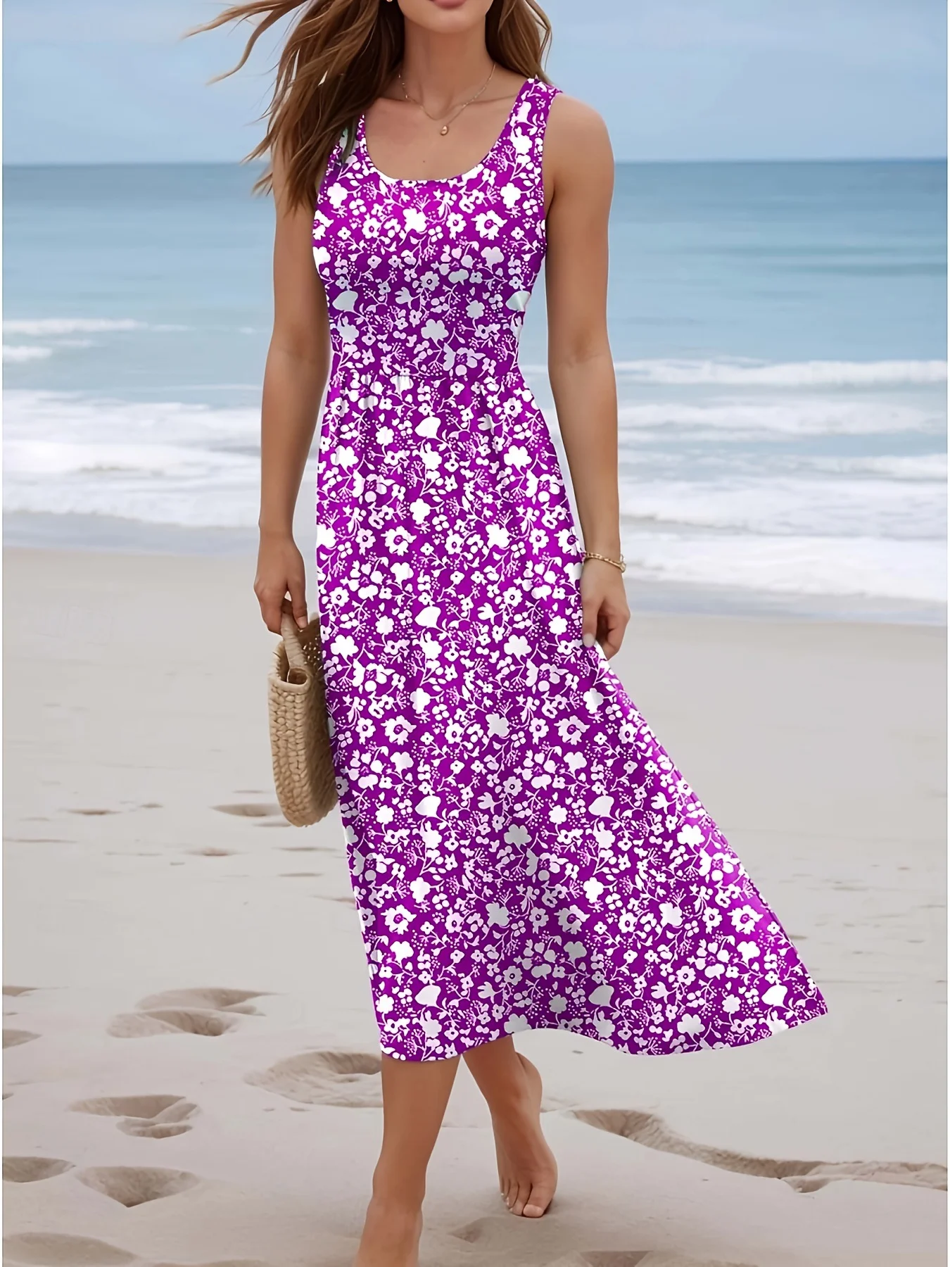 Women Summer Sleeveless Floral - đánh giá và giá Sundress Midi Floral