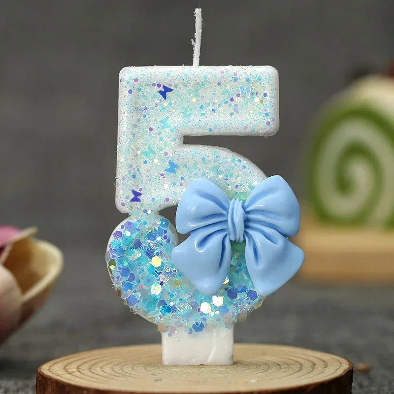 Bow Birthday Candles Number Candle Cake Candle Decoration Baby Shower Party Cake Topper Decor Anniversary Decor