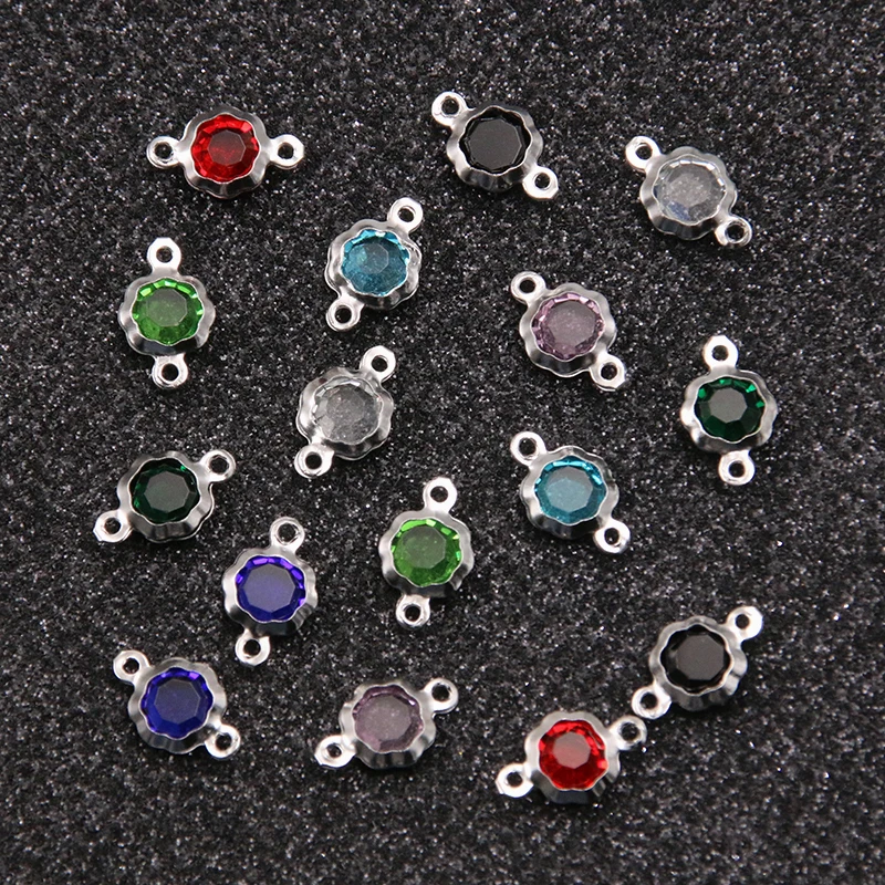 10Pcs 7X12mm 8 Color Stainless Steel Flower Charms Connector DIY Bracelet Necklace For Jewelry Making Accessories