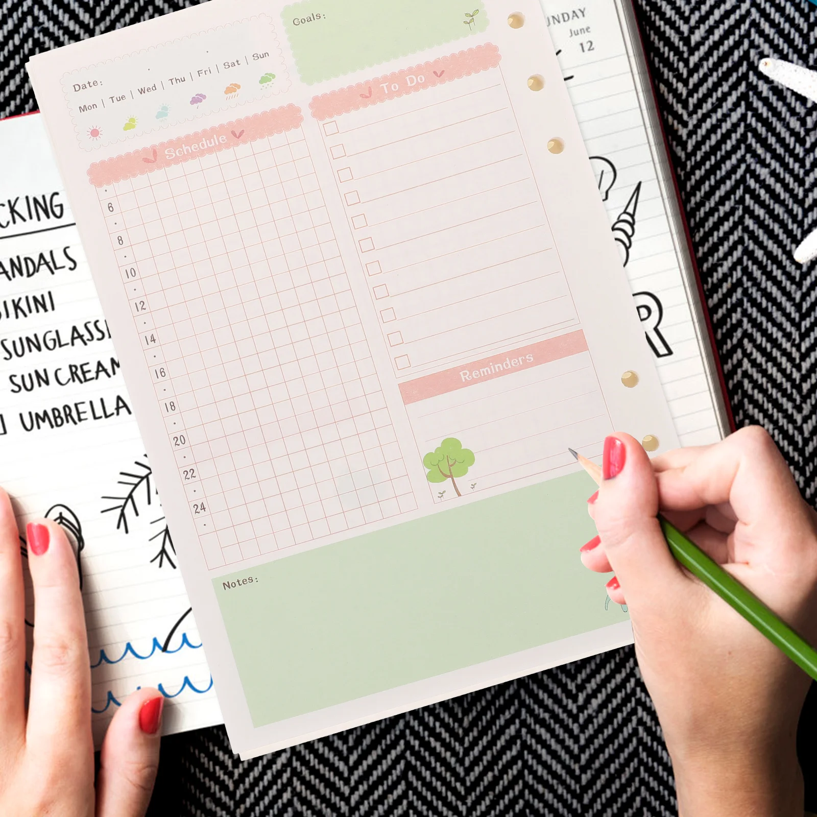 1 قطعة عبوات الورق الملونة A5 6 ثقوب فضفاضة ورقة ثقب دائري تصميم ل دوامة دفتر مخطط المفكرة الرسم اليومي الكتابة #4