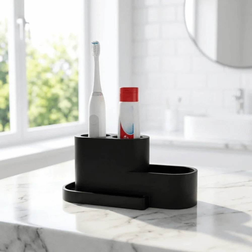 Detachable Toothbrush Holder Easy Clean Multi-functional Toothpaste Rack Multi-Purpose Compact Toiletries Storage Organizer