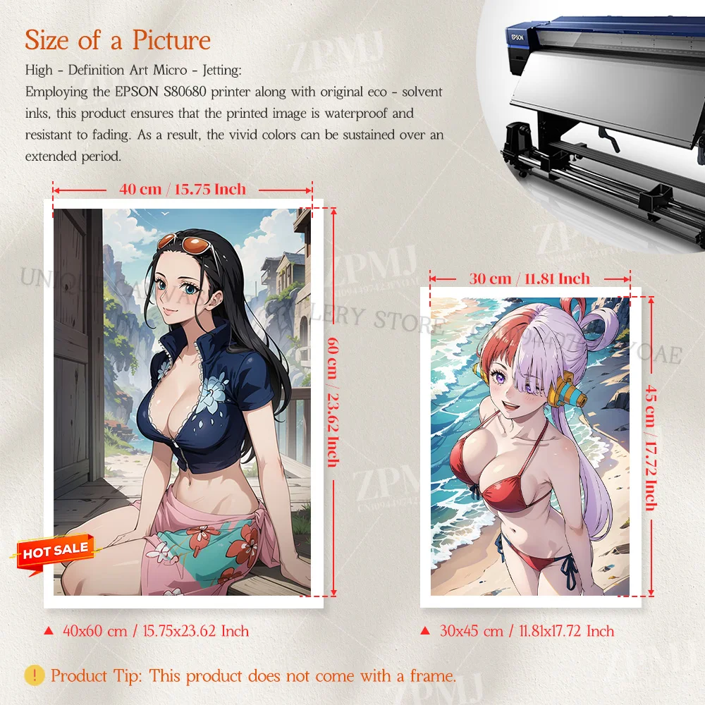 원피스 애니메이션 피규어 야마토 캔버스 인쇄 그림 벽 아트 그림 수영복 홈 장식 포스터 거실 없음 프레임 워크