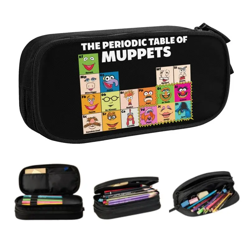 Custom Muppets Periodic Table Pencil Case for Girl Boy Large Storage Anime Cartoon Pen Bag Box Stationery