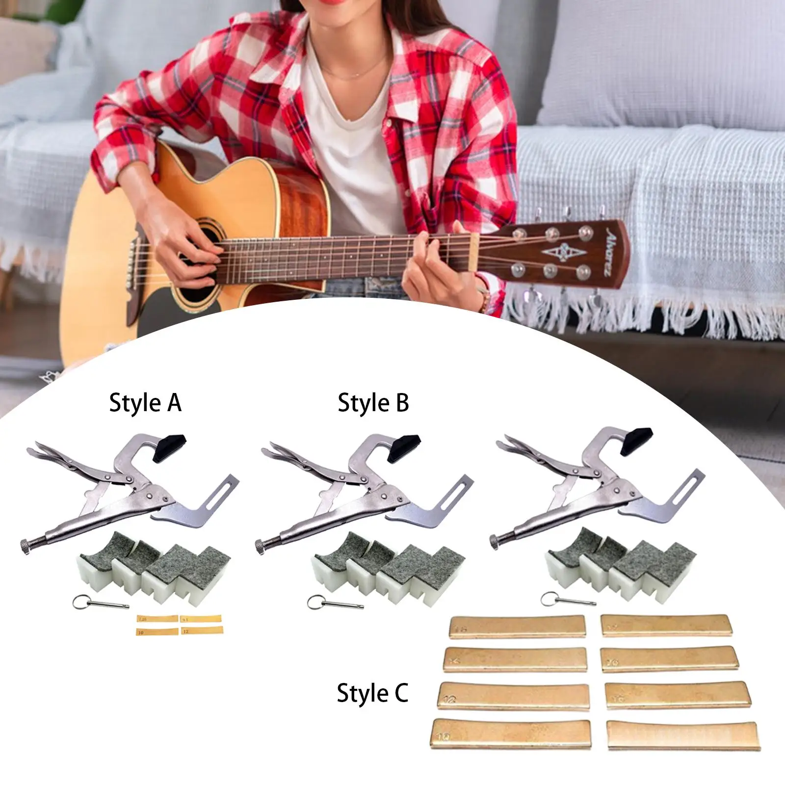 

Handheld Guitar Fret Press Tool Clamping Adjustable 4 Neck Supports Brackets