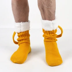 3D Knitted Autumn Winter Woolen Sleeping Socks Beer Shape Socks Women Foot Covers Mid Length Warm Unique Floor Socks Funny Gifts