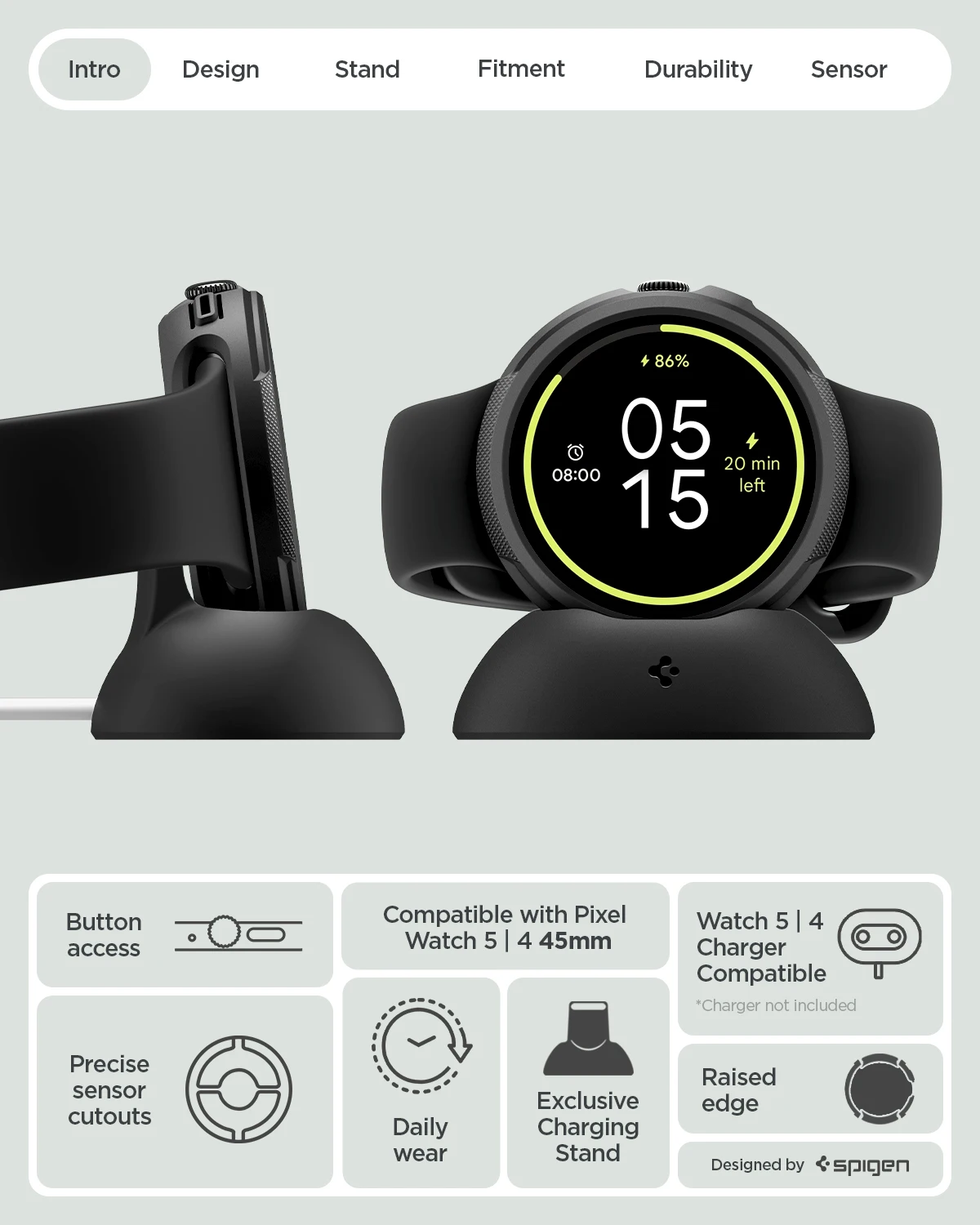 Etui Spigen Liquid Air do Google Pixel Watch 5 / 4 (45mm) z magnetyczną stacją ładującą — zdjęcie produktu 2