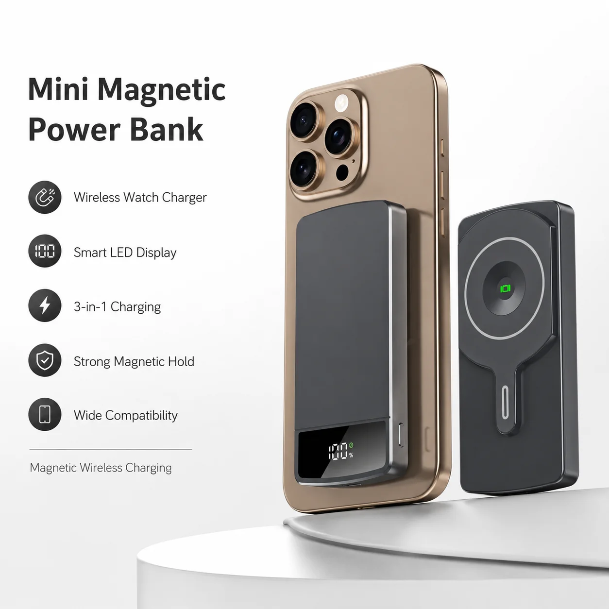 New Magnetic Power Bank for MagSafe Wireless Fast Charging LED Display Portable Battery For iPhone Airpods Apple Watch Samsung