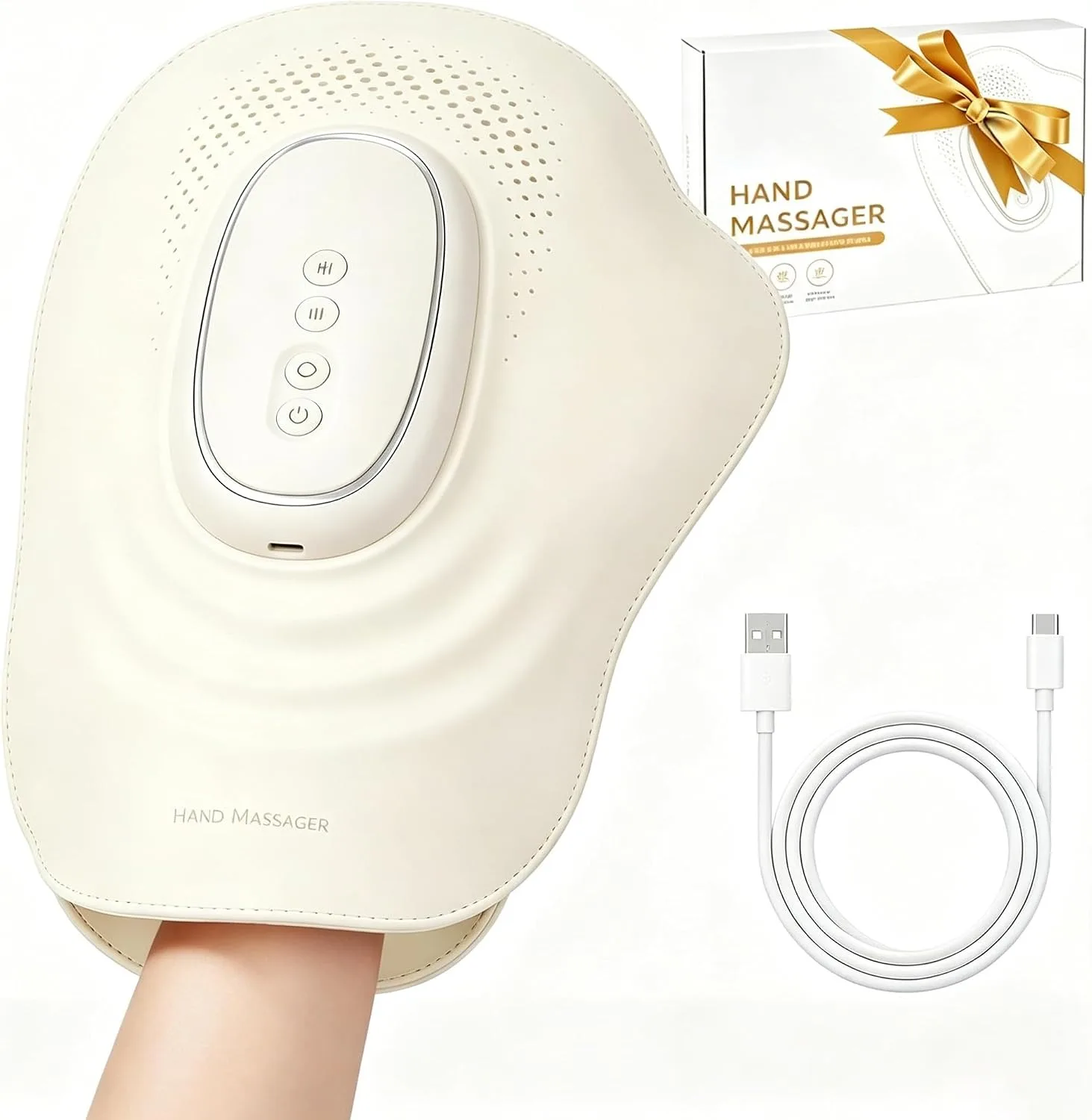 Masajeador Eléctrico de Manos KTS con Bolsa de Aire, Máquina de Masaje para Dedos, Muñecas y Palmas, con Presión de Aire, Calor y Vibración, Guante para Relajar los Músculos de las Manos