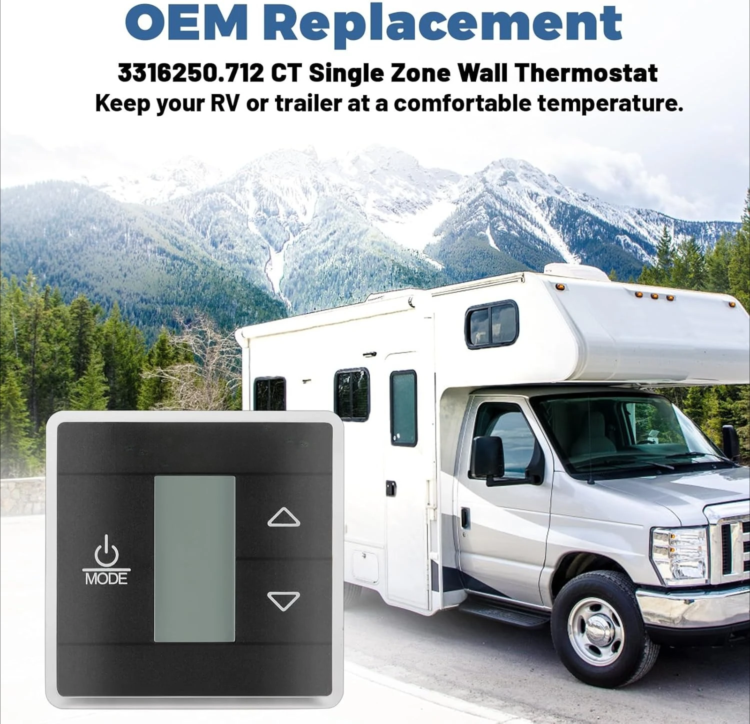 

3316250.712 CT Single Zone Wall Thermostat Replacement for RV/Camper Conditioners w/Digital Temperature Display
