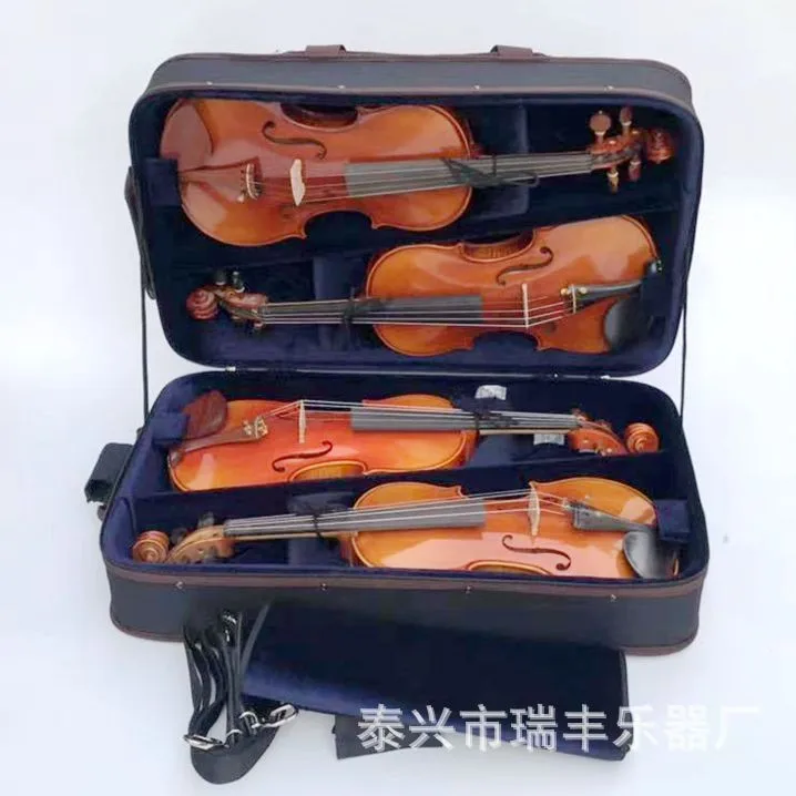 Pack of four violin cases,  pressure-resistant and rainproof, checked by plane, 4/4 double shoulder backs.