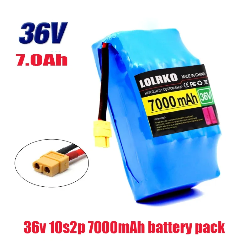 Hover Board Battery 36v 10s2p 7000mAh Lithium Battery Pack for Electric Scooter Twist Car Batt 36v 7.0Ah Rechargeable Battery