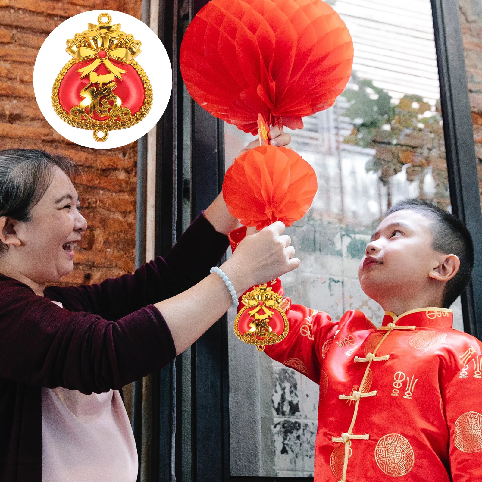 

2Pcs Chinese New Year Lucky Hanging Pendants Festival Decoration Spring Festival Supplies Front Door Ornament New Year Pendant