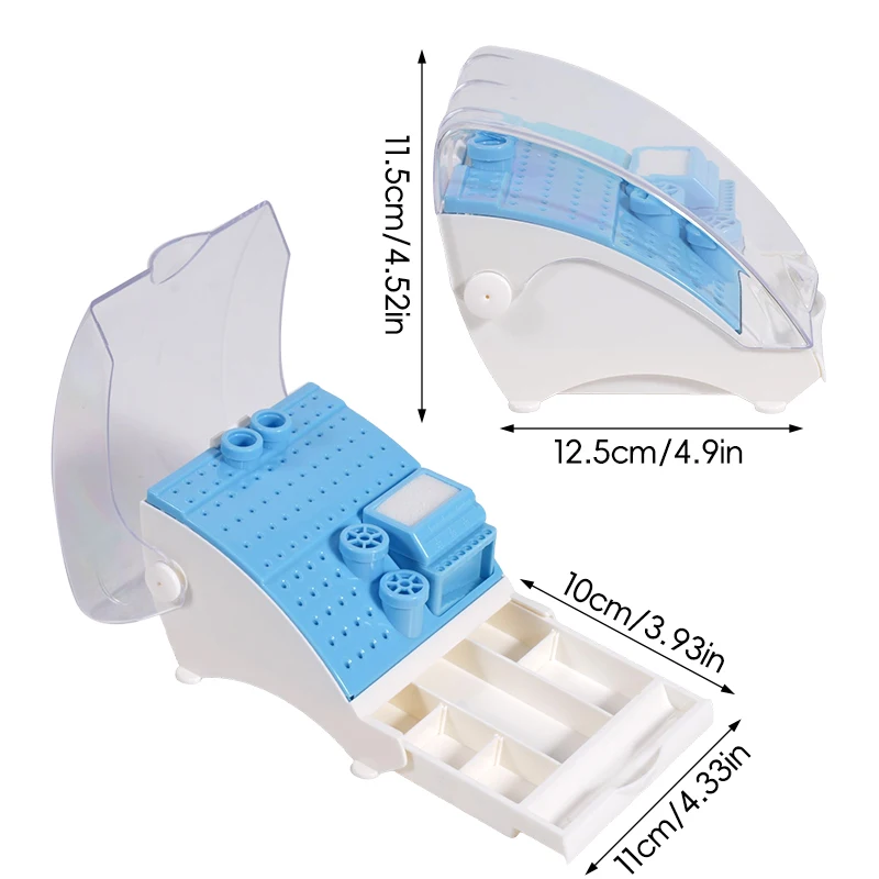 1PC Blue 142 hole disinfection and cleaning box, plastic covered car needle cleaning and storage box, multifunctional box