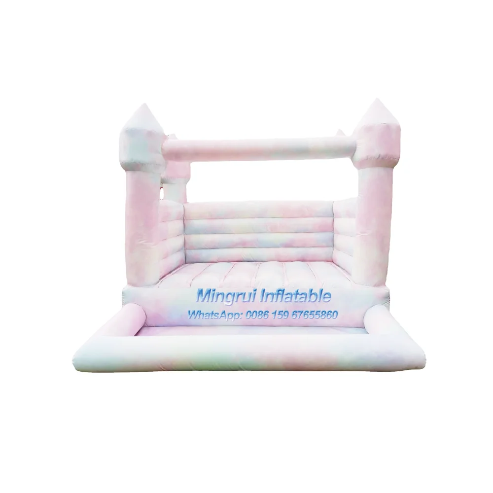 Inflatable Jumping Castle for Wedding Party, Popular Bounce House, White and Pink, Moon Walk, Princess Party and Rental