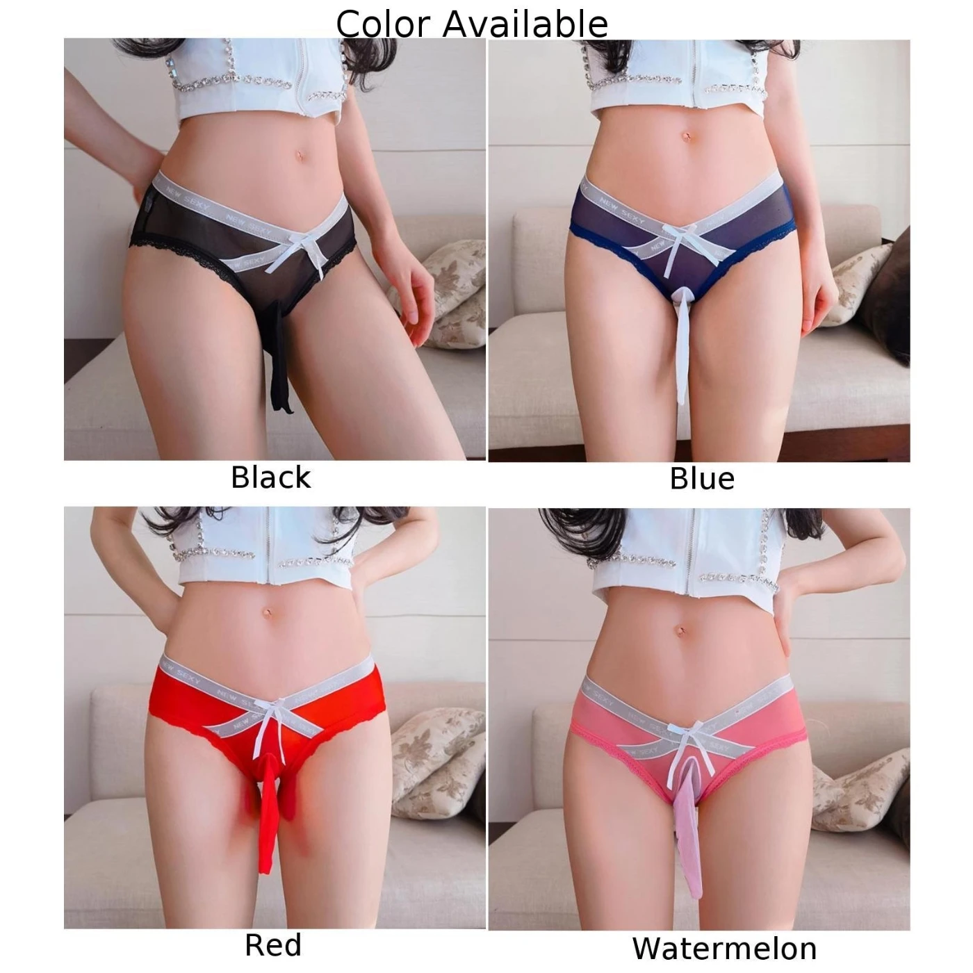 Mesh Gauze Sissy Pouch Panties Sexy Letter Transparent Sexy Underwear With JJ Set Gay Men Low Waist Open Close Sheath Briefs