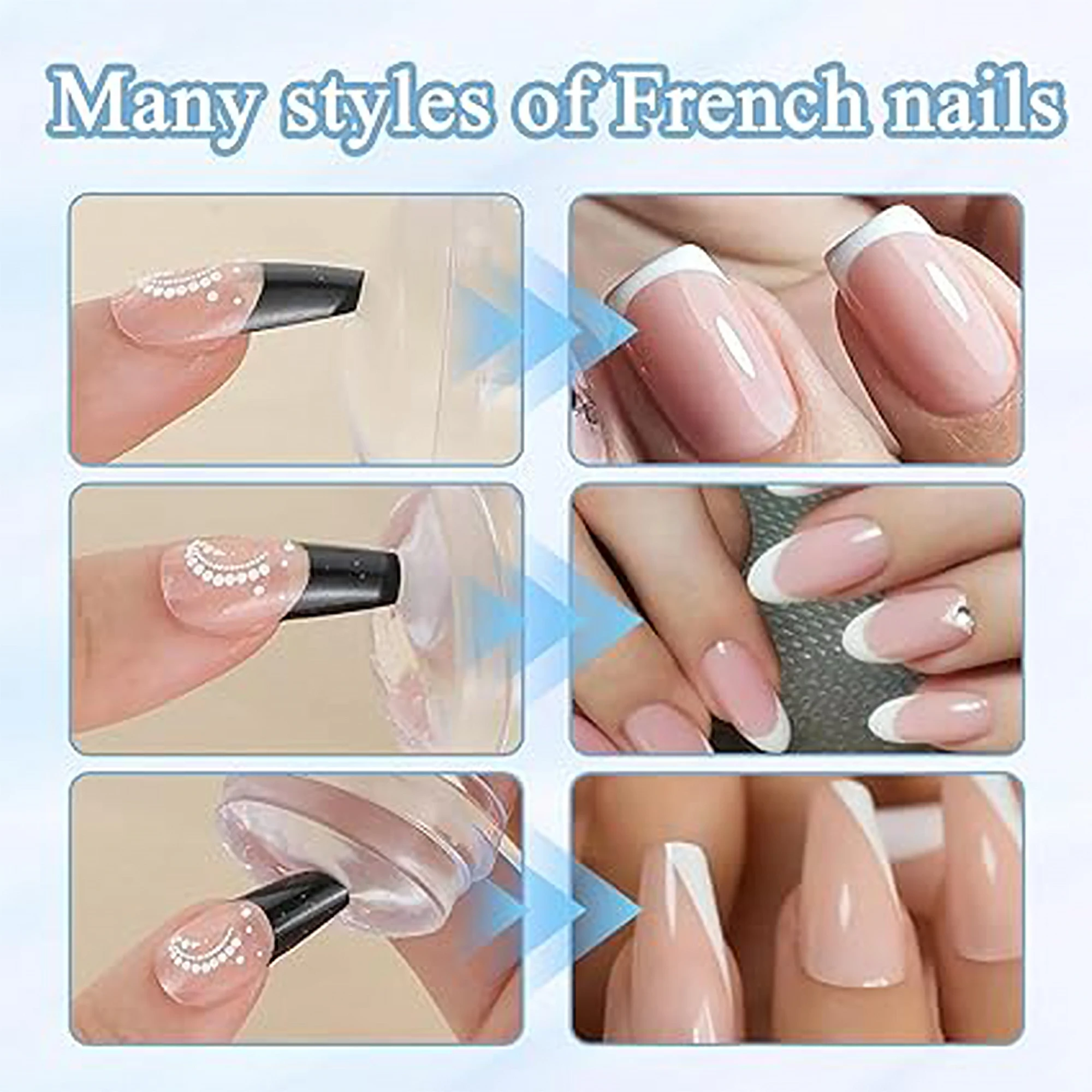 Kit de placas de estampado para decoración de uñas, placa de diseño de manicura francesa, plantilla de esmalte, sello, raspador, accesorios, herramientas