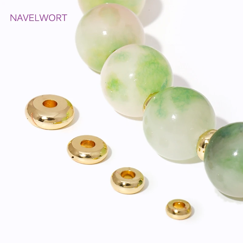 3/4/5/6mm 14K Gold Plated Round Flat Spacer Beads Brass Loose Beads For Bracelet Necklace Making DIY Jewelry Making  Accessories