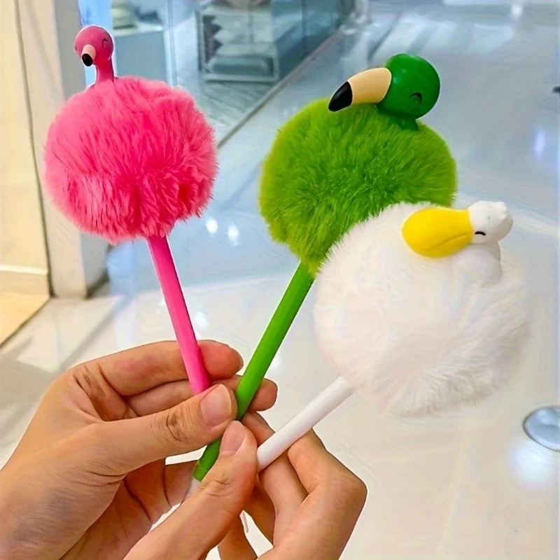 

1PC Random Color Flamingo Bead Pen - Elegant Round Ballpoint Writing Gift for Women & Girls