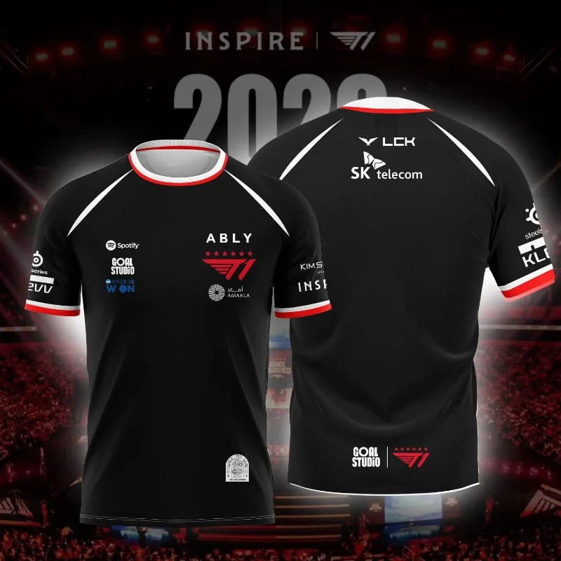 

Новая семейная футболка 2026 года для детей, командная футболка T1 Esports, фанатская футболка FAKER, мужская и женская летняя повседневная спортивная одежда с коротким рукавом для геймеров