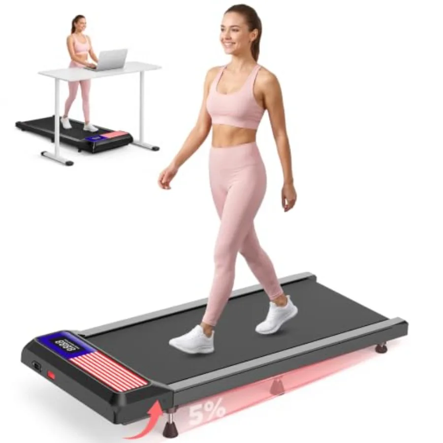 Home Office Walking Pad Treadmill, Aluminum Alloy, Black, Portable Foldable 3-in-1 With Incline, Quiet Operation And Remote Con