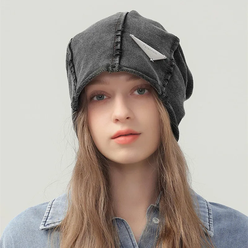 Unisex Vintage Cotton Beanie Hat - Beige, Gray, Green, Brown, Black