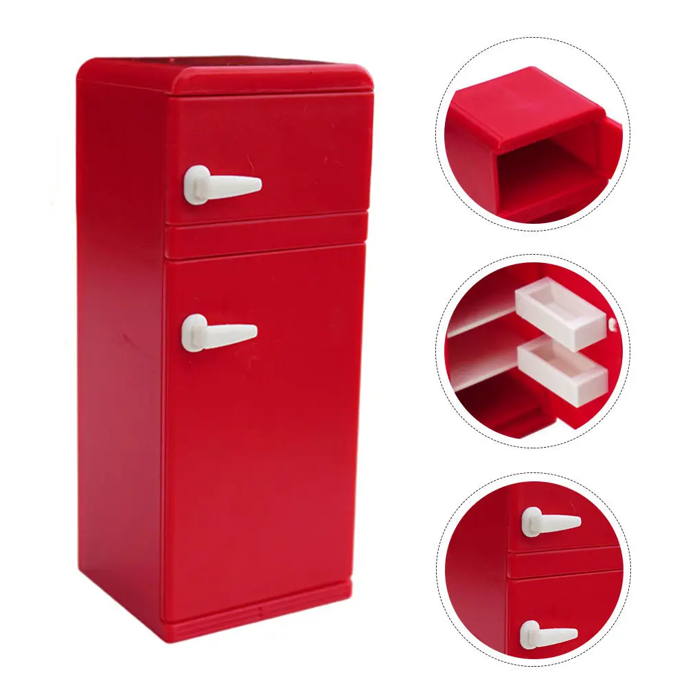 

Mini Refrigerator Exquisite Durable Plastic Simulation Miniature Kitchen Refrigerator Decor Educational