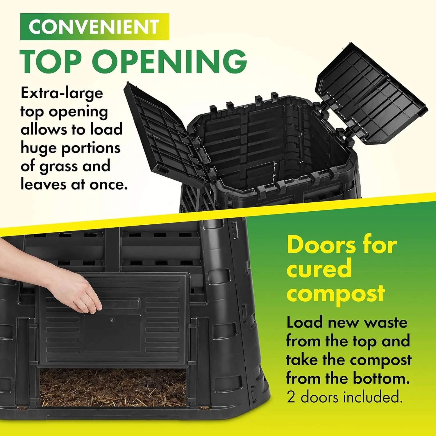 Garden Composter Bin Made from Recycled Plastic 110 Gallons (420Liter) Large Compost Bin Create Fertile Soil with Easy Assembly