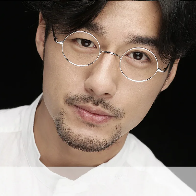 HDCRAFTER 13.5g Light New Vintage Round Men Metal Reading Glasses Frame Prescription Optical Eyewear Frames Clear Lens For Women