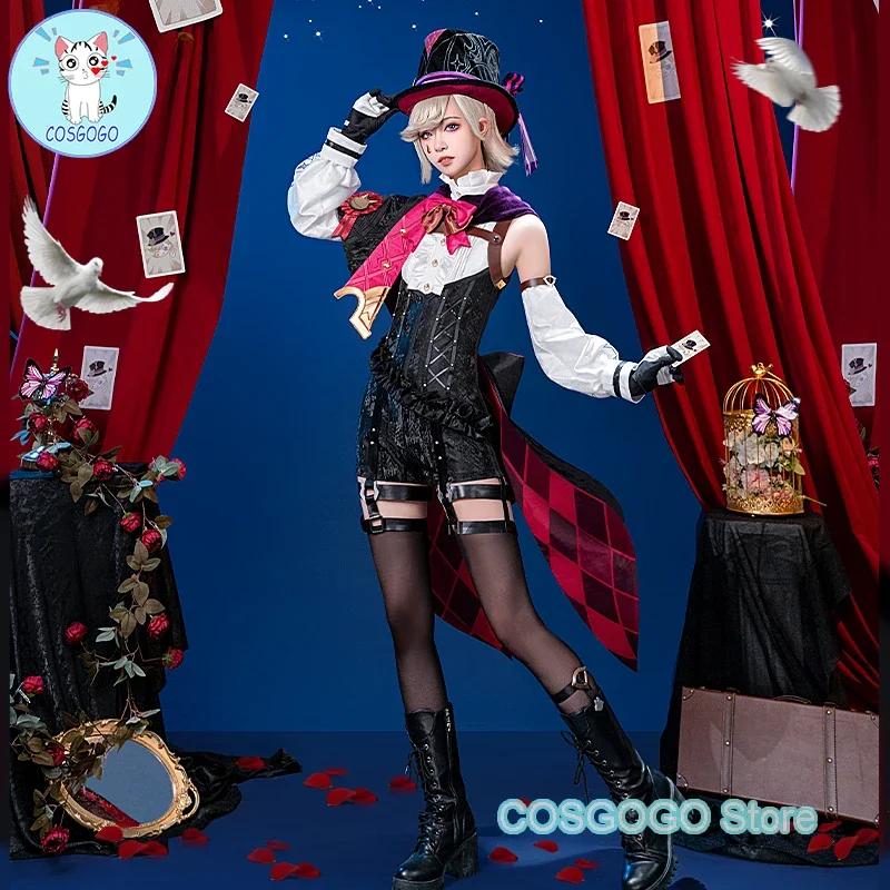 COSGOGO Genshin Impact Lyney Magician Cosplay Costume Halloween Party Role Play Game Suit Uniform Outfit