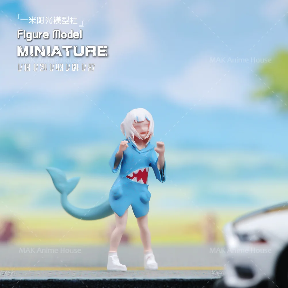 

Miniatures Figures 1/87 1/64 1/43 1/24 1/18 Cute Anime Shark Girl Facial Painted Model Creative Photography Scene Dolls Toys