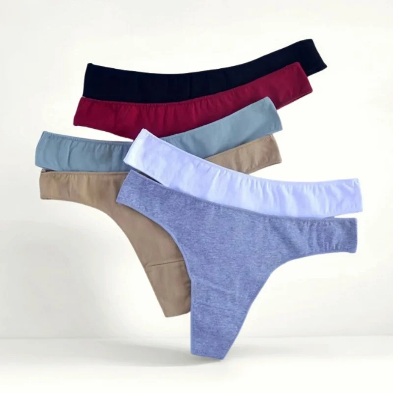 4Pcs/Set Cotton Panties Women Low Rise G-String Cotton Breathable Thongs Seamless Underwear Female Underpants Sexy Lingerie image 2