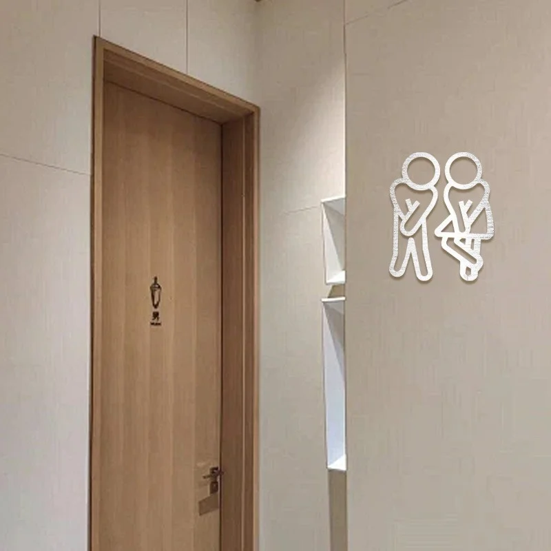 2-Pack Acrylic Restroom Sign – Funny Stick Figure Bathroom Decor For Hotel, Restaurant, Office, Or Home