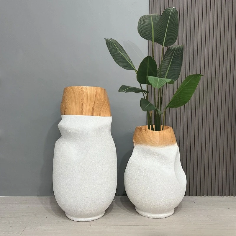 

Modern Creative Abstract Fiberglass Vase Unique Shaped Planter for Café Floral Arrangements, Hotel Lobby Indoor Greenery