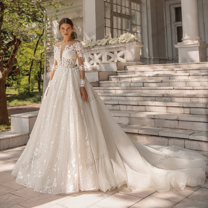 Exquisite Wedding Dresses A-Line Tulle Bridal Gowns Lace Appliques Princess Robes For Formal Party Pretty Vestidos De Novia 2024