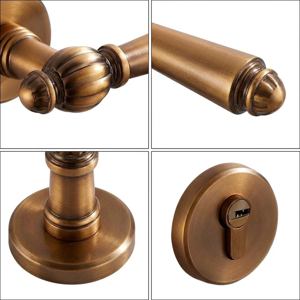 Golden Aluminum Style Pumpkin Lock for Bedroom Doors Magnetic Quiet Closing and Elegant For Retro Compatibility