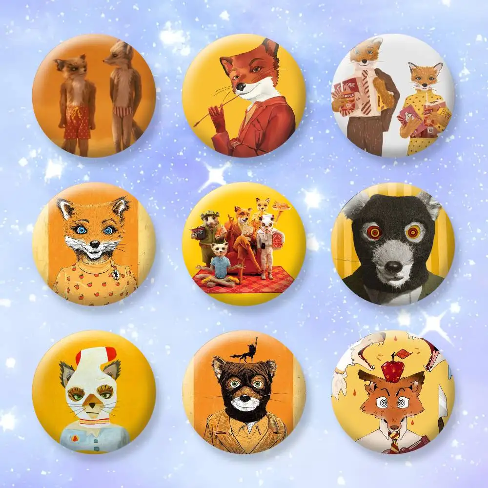 

Mr. Fox The Fantastic Badges Creative Tinplate Button PinsBrooch Badge Clothes Backpack