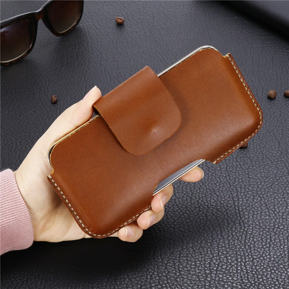 for Huawei P50E Phone Bag Waist Belt Clip Pouch Case Flip Genuine Leather Cover for Huawei P50 Pro