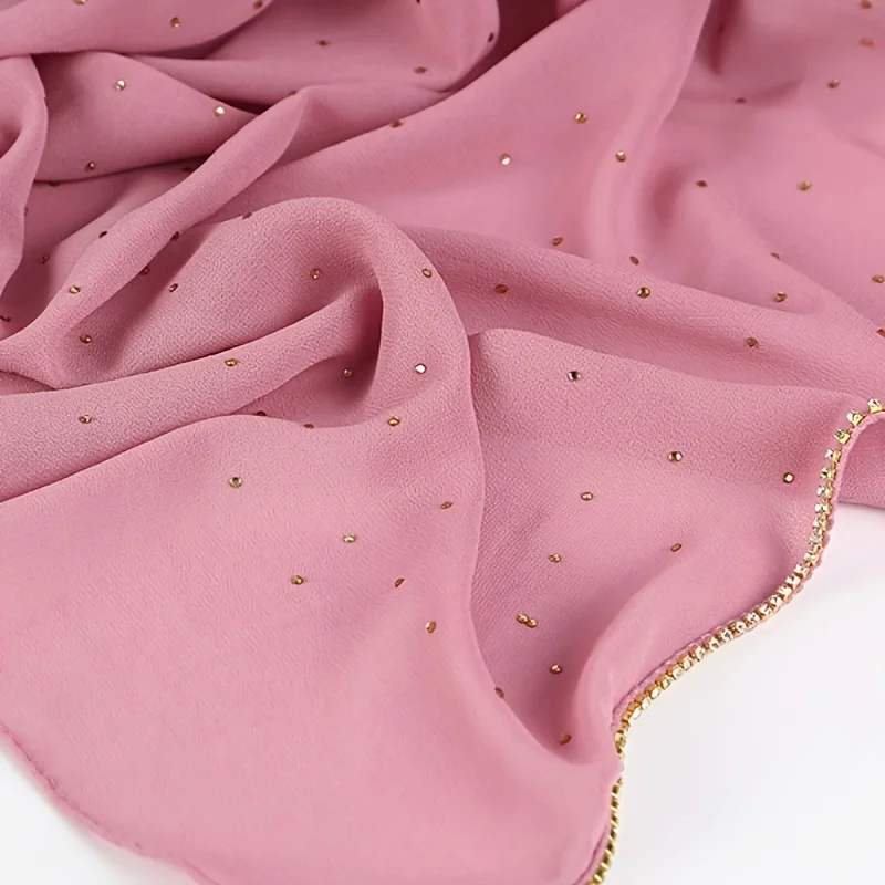 Luxury gold Chiffon Head Scarf solid Soft Long Muslim Scarves For Women Hijab musulman femme Shawl and Wrap foulard islamique