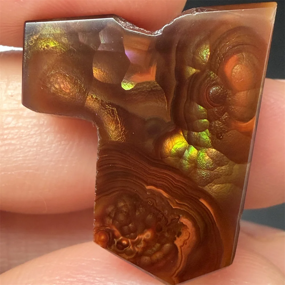 Natural Flowing Green Light Fire Agate Specimens Mexico Original Bright Red Purple Light Bubble Fire Agate Gems Healing Beads