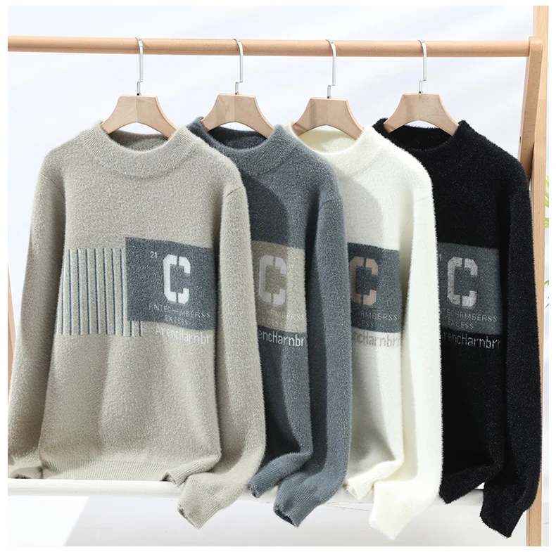 Sweaters men 2023 winter korean style Letter pattern mens warm sweater mens fashion sweaters Men\'s wool pullovers male