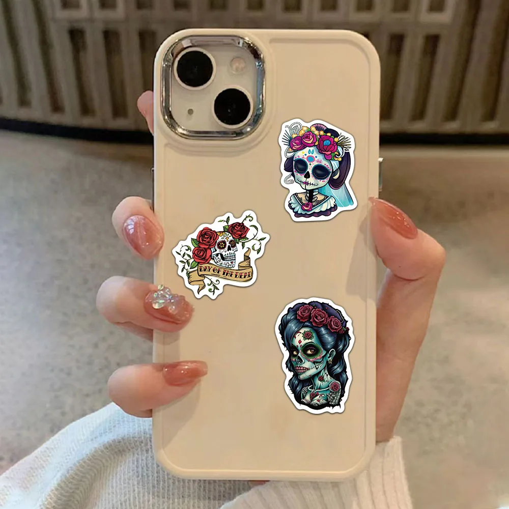 50 Uds. Pegatinas del Día de los muertos, materiales exquisitos para manuales, fundas para teléfono, maletas para ordenador portátil, tazas de agua, pegatinas impermeables