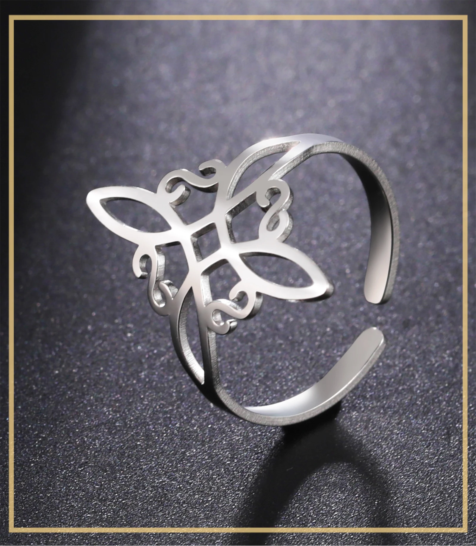 Skyrim Hexenknoten-Ring für Frauen, Edelstahl, verstellbar, offene Fingerringe, 2025, neuer Hexerei-Amulett-Schmuck, Geburtstagsgeschenk – Detail 1