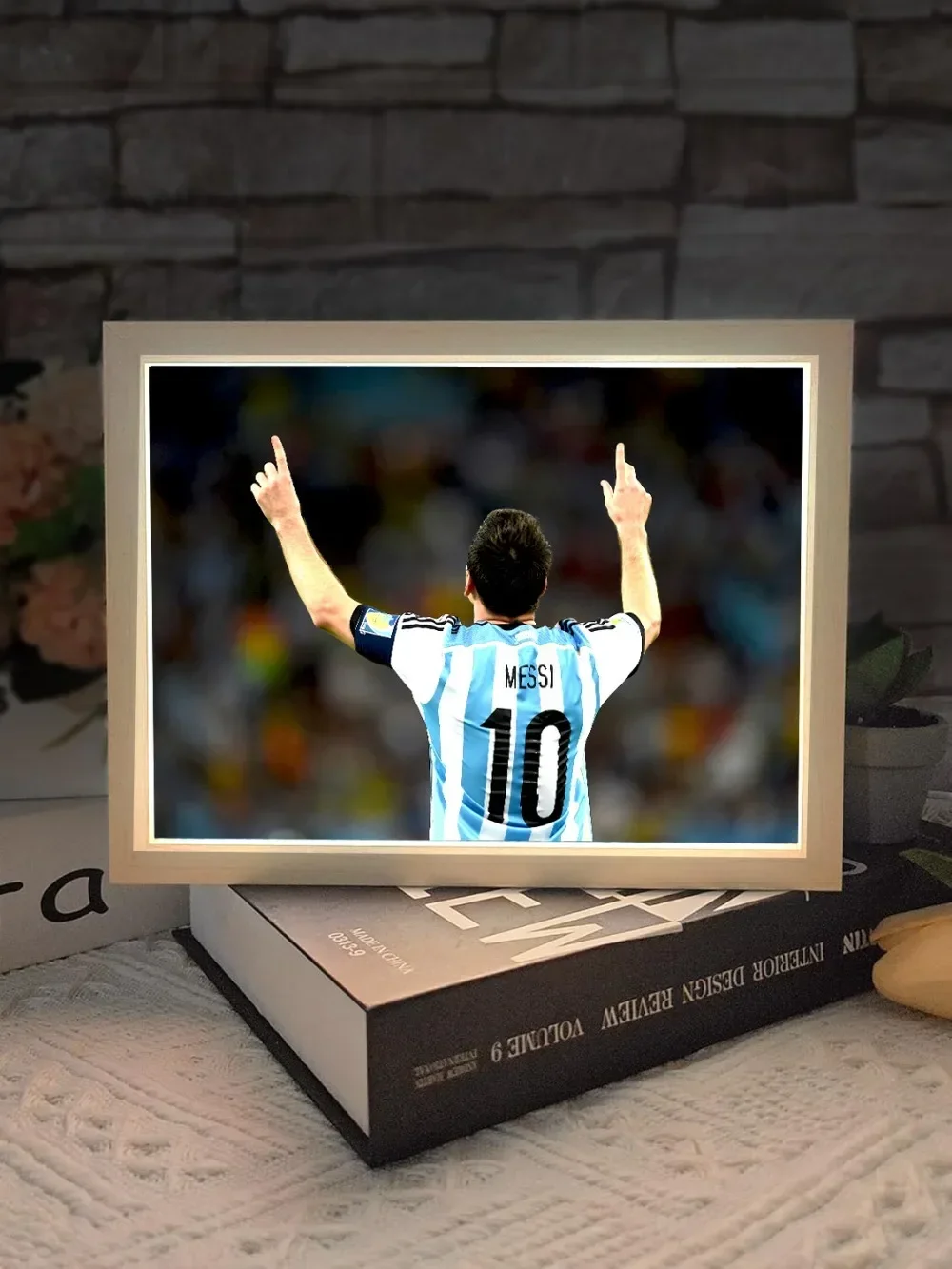 

USB Light Painting Football Character Messi Light Moon Lamp Wall Art for Room Decor Home Friends Fan's Birthday Christmas Gifts