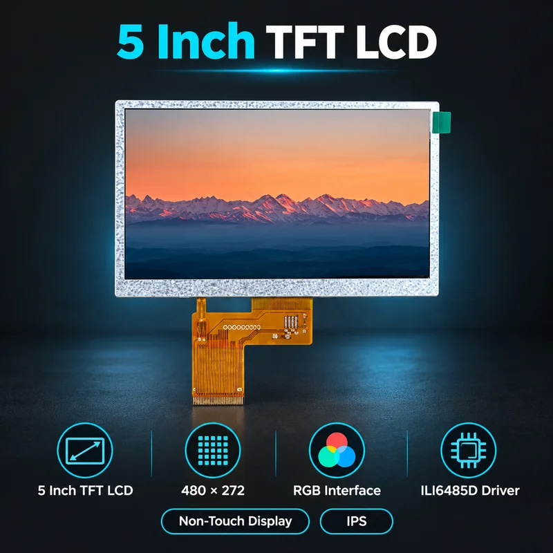5 Inch IPS TFT LCD Display Module 480x272 RGB Interface ILI6485D Driver Non Touch Color Screen for Embedded Projects