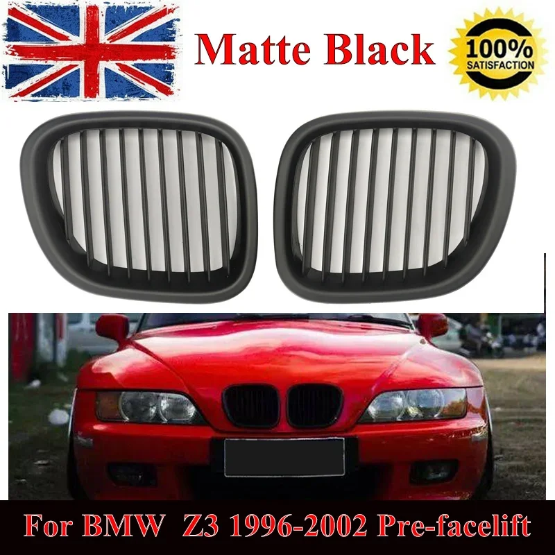 

For BMW Z3 1996-2002 Matte Black Front Bumper Kidney Grille Coupe Convertible